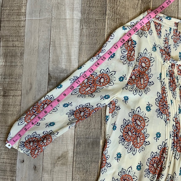 Anthropologie Vanessa Virginia Mahdia Block Print Peasant Pull On Blouse SZ XS - Picture 13 of 13